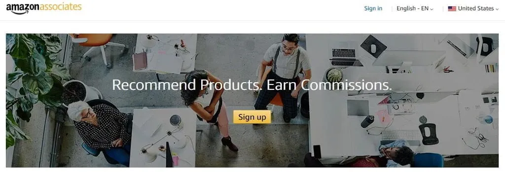 Amazon Affiliate Program Front Page