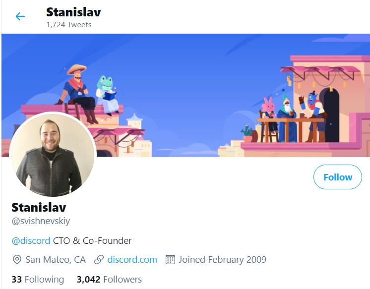 the official Twitter account of Stanislav Vishnevskiy